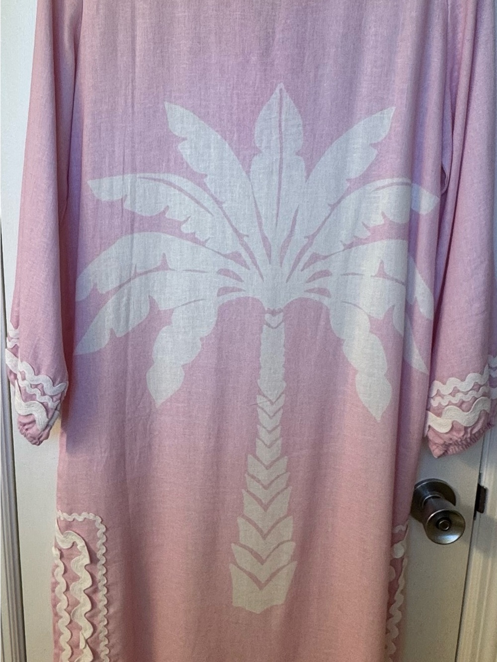 Sail To Sable Caftan Dress Size Medium Sold Out Pink with White Ric Rac trim - Picture 3 of 3